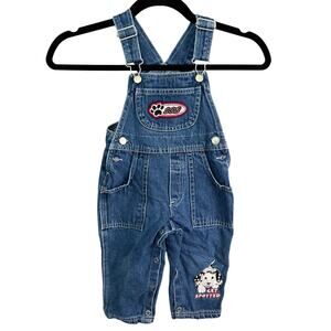 VTG 2000s 102 Dalmatian Disney Bib Overall Baby 18M Blue Denim Cotton Infant Y2K